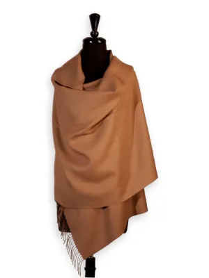 100% Baby Alpaca Shawl in Solid Color - Camel