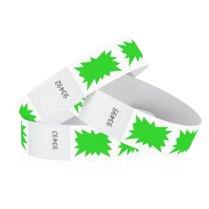 3/4" Tyvek Green Bursts Wristbands