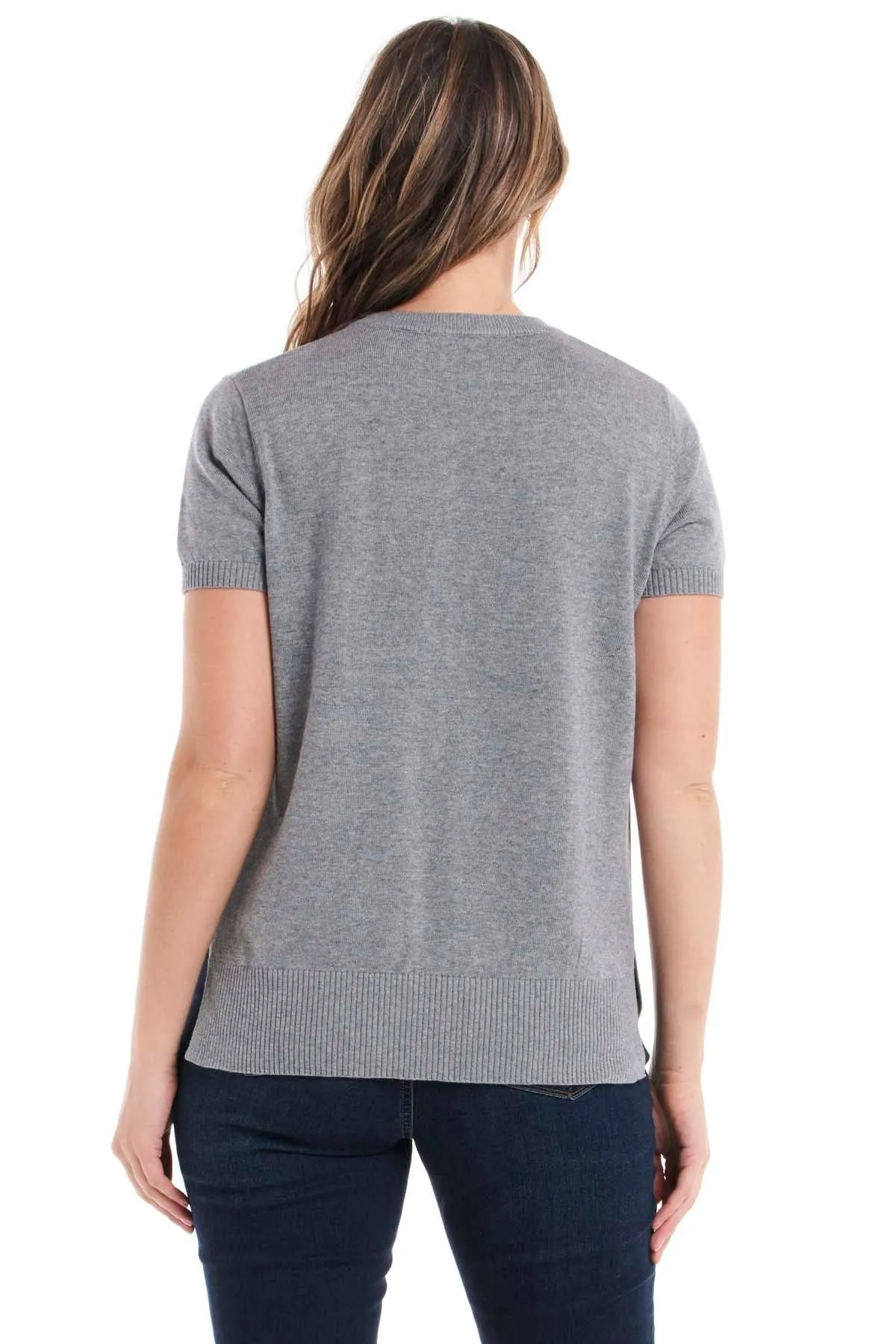 Betty Basics Antonia Knit Tee in Slate Grey