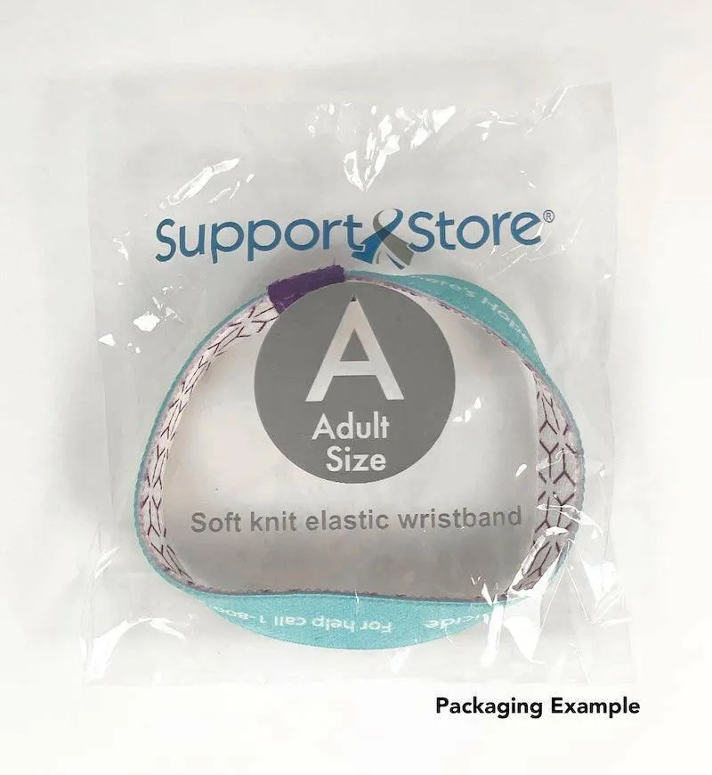 Eco Elastic Teal Hope Courage Faith Cloth Wristband - 8" Adult