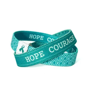Eco Elastic Teal Hope Courage Faith Cloth Wristband - 8" Adult