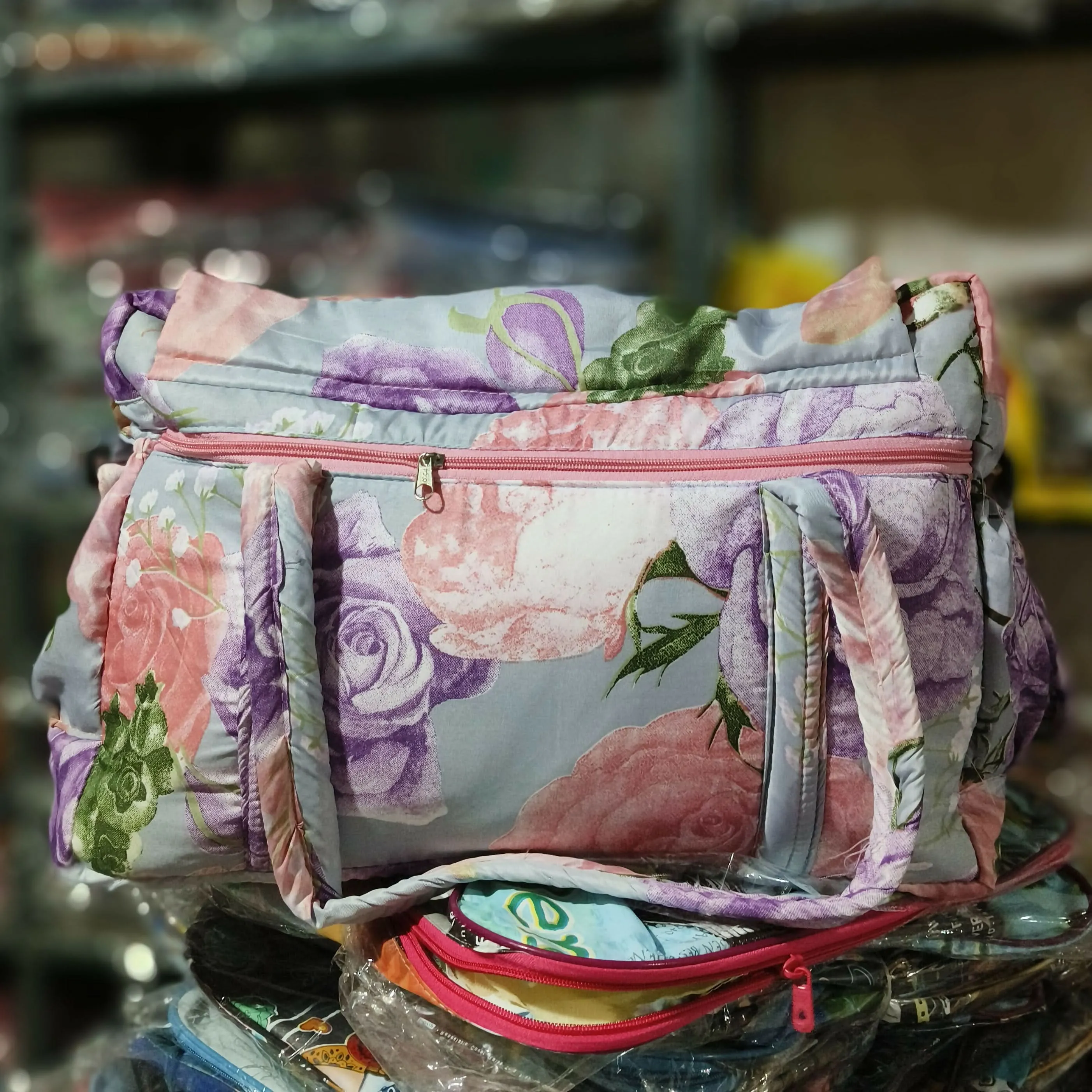 Floral Elegance Quilted Duffle Bag - Classic Collection (TPT)