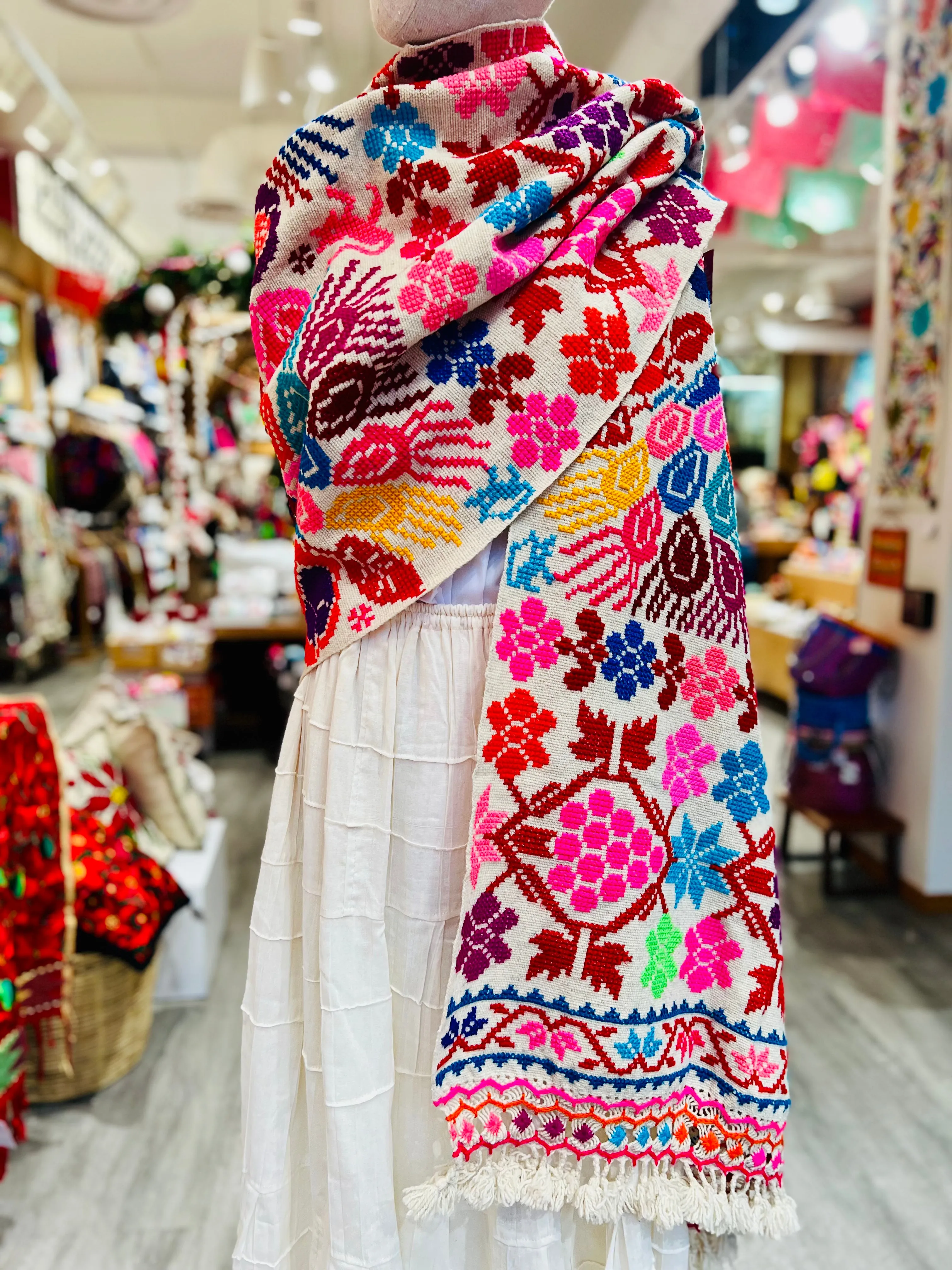 “Hueyapan" Hand-Embroidered Rebozo / Scarf