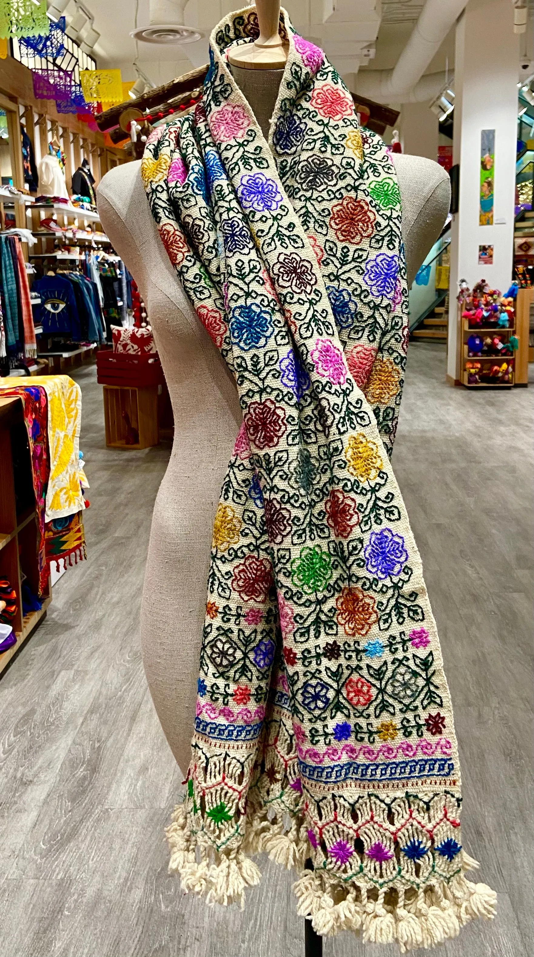 “Hueyapan" Hand-Embroidered Rebozo / Scarf