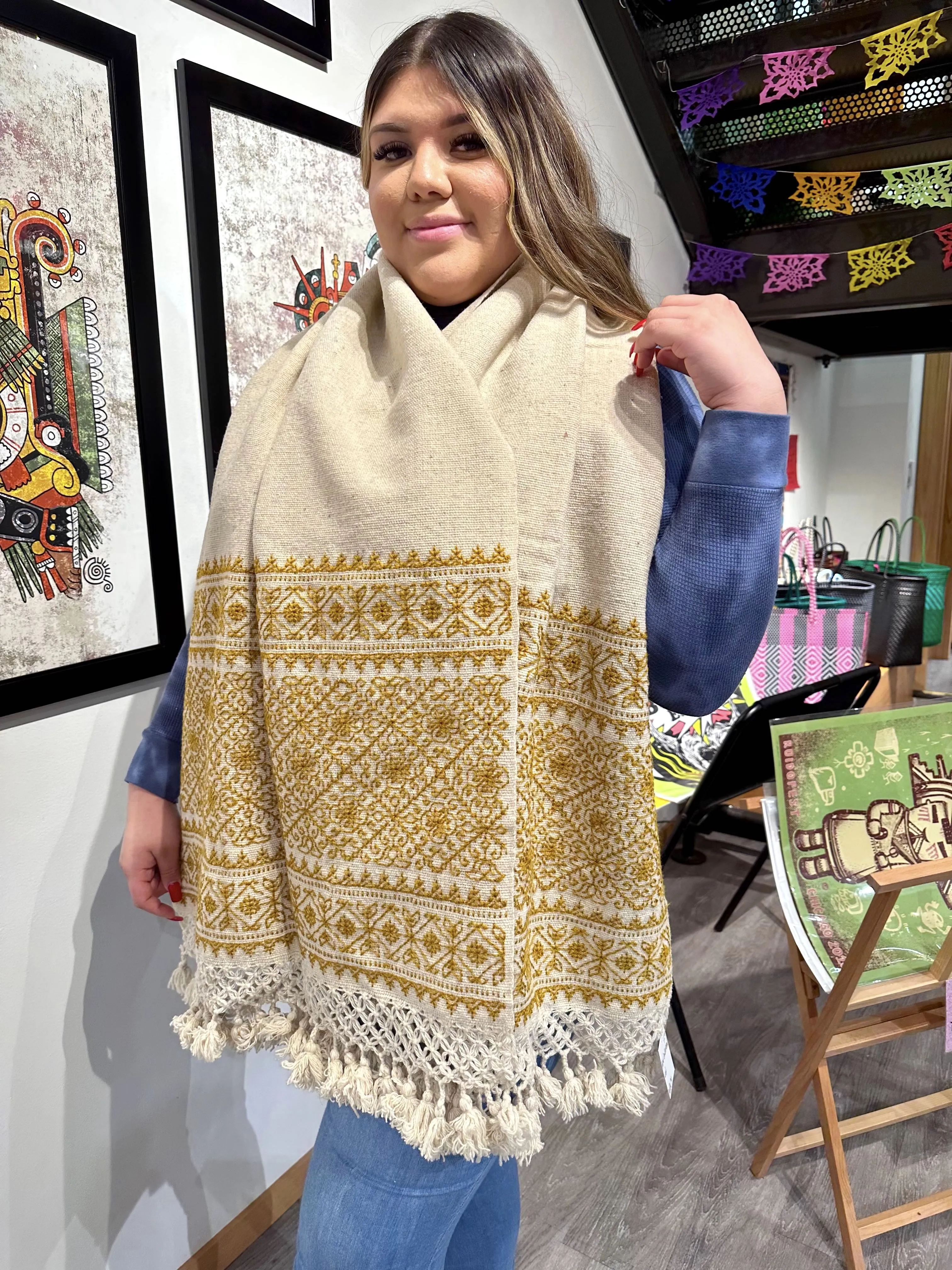 “Hueyapan" Hand-Embroidered Rebozo / Scarf