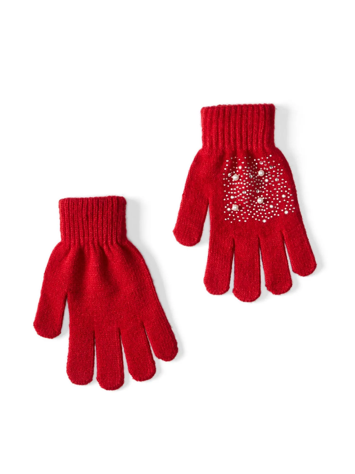 Jeweled Knit Gloves