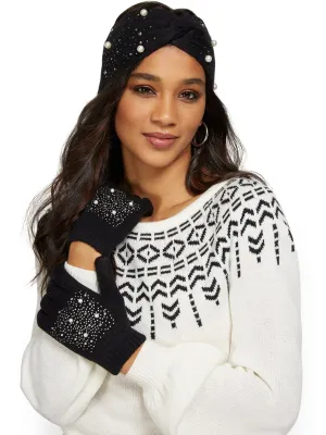 Jeweled Knit Gloves