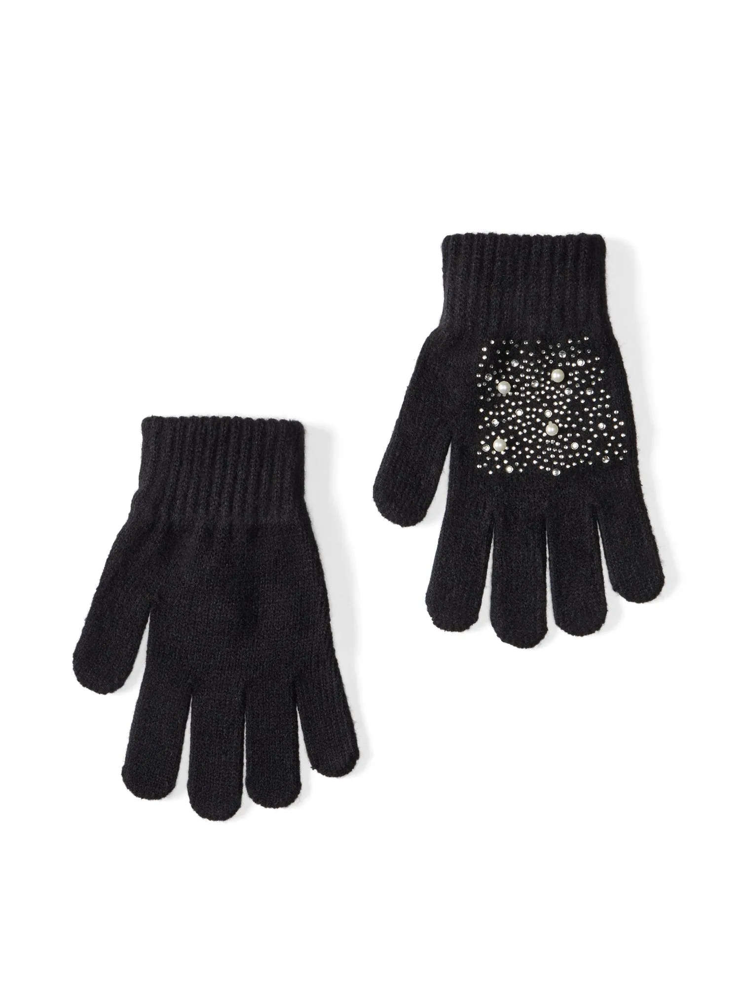 Jeweled Knit Gloves