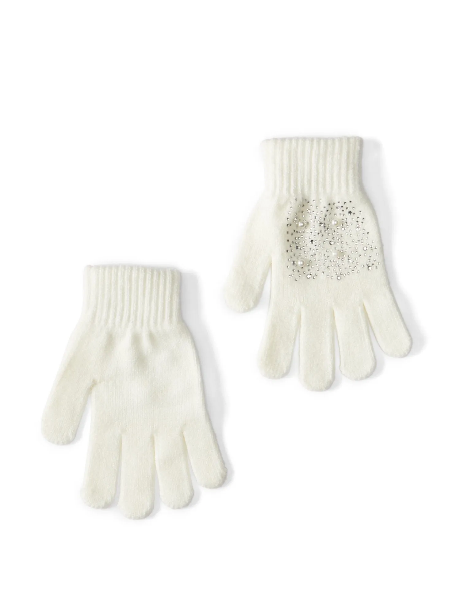 Jeweled Knit Gloves