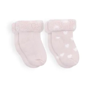 Kushies 2 Pack Terry Newborn Sock Set - Pink Heart