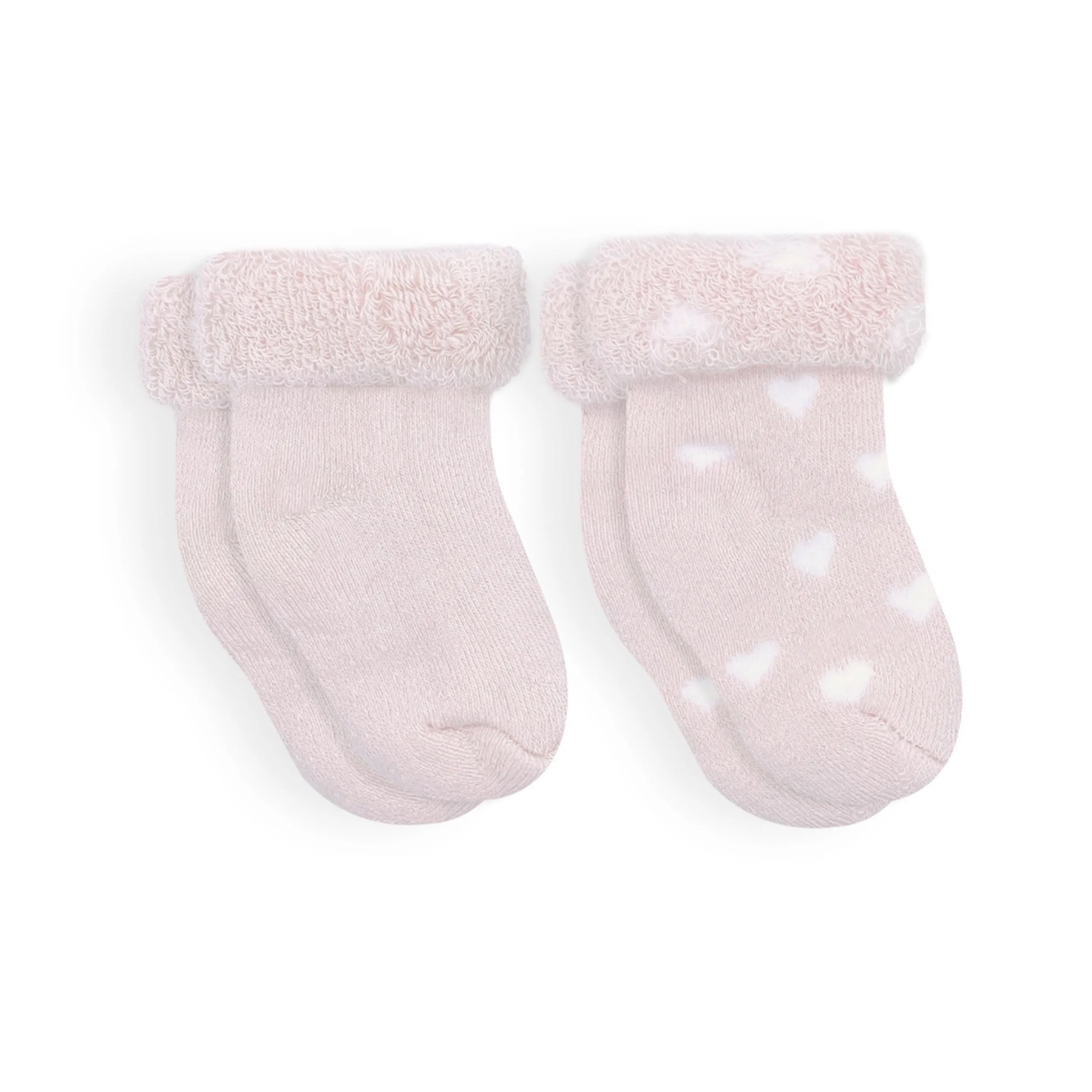 Kushies 2 Pack Terry Newborn Sock Set - Pink Heart