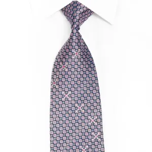 Mauve Silver Geometric Rhinestone Silk Necktie