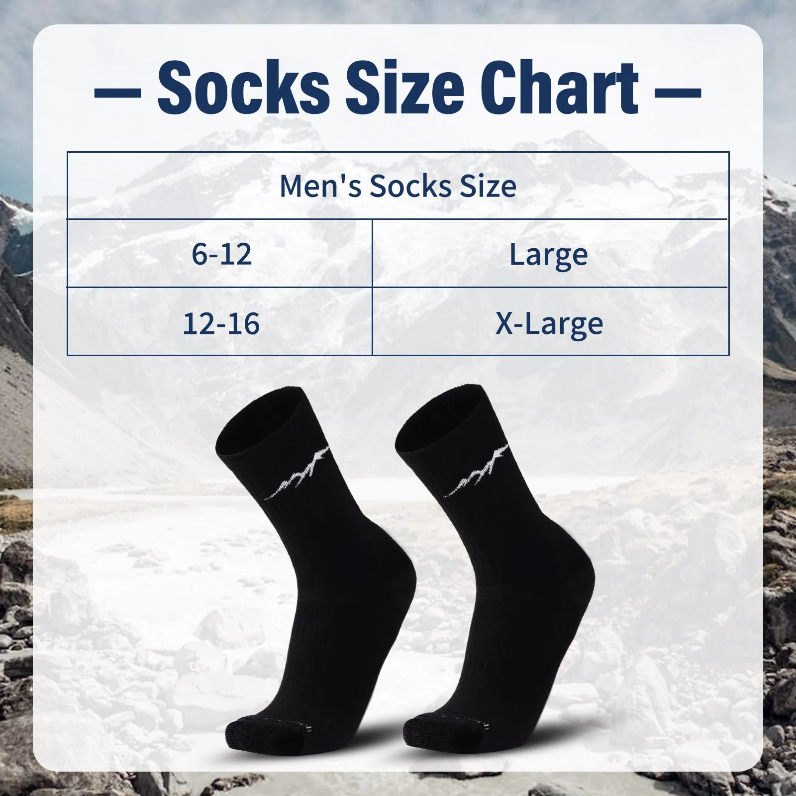 Men's Merino Hike Crew Socks Black - 1 Pair