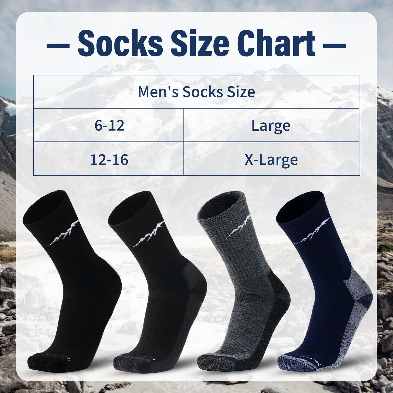 Men's Merino Hike Crew Socks Black - 4 Pairs