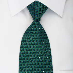 Nina Ricci Silk Tie Chainmail On Green With Rhinestones