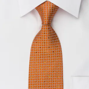 Perry Ellis Rhinestone Necktie Geometric Design On Orange Silk