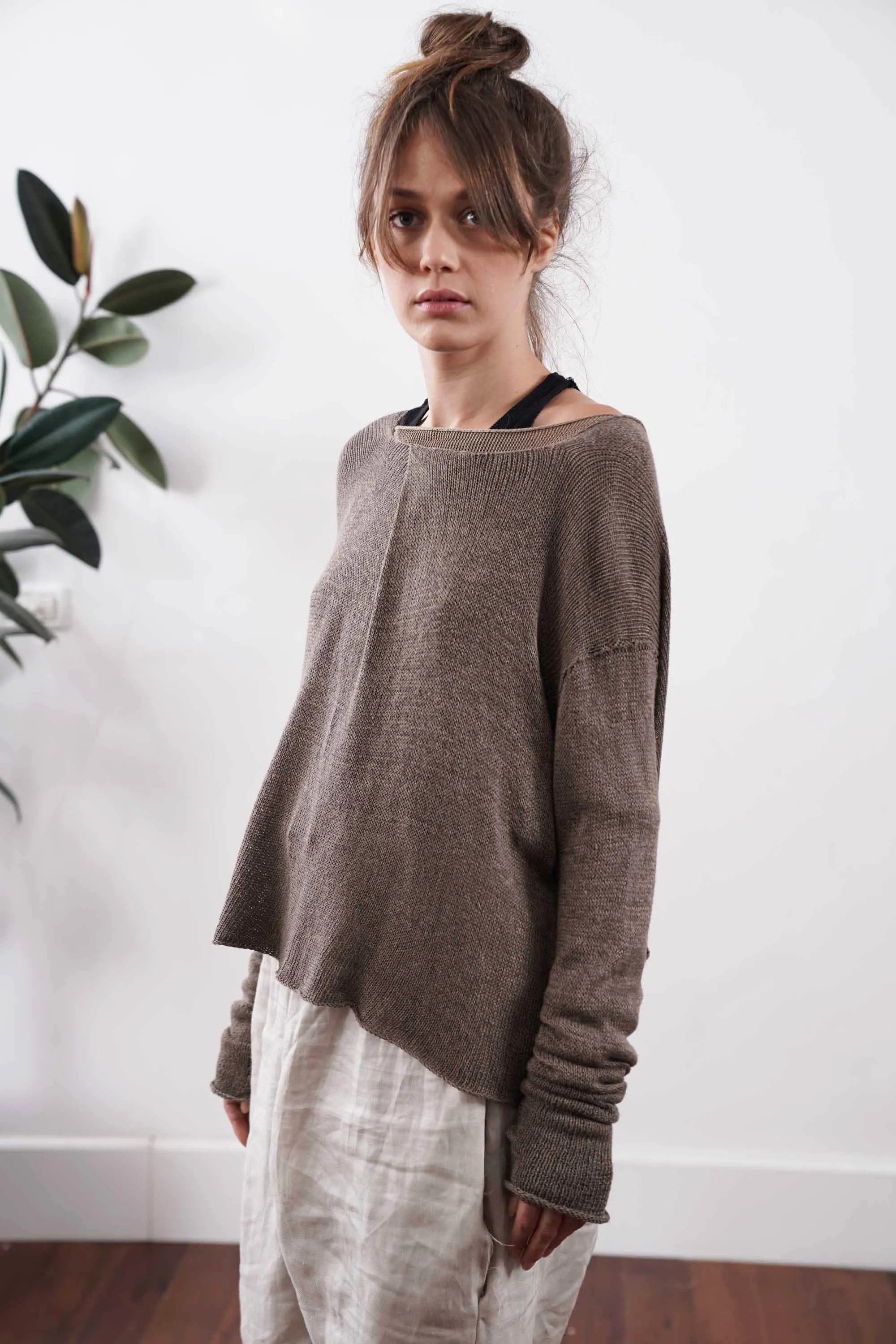 Pleat Metalo bamboo & Soy Pullover - Brown Dark Taupe / Blue / Silver Gray / Black charcoale