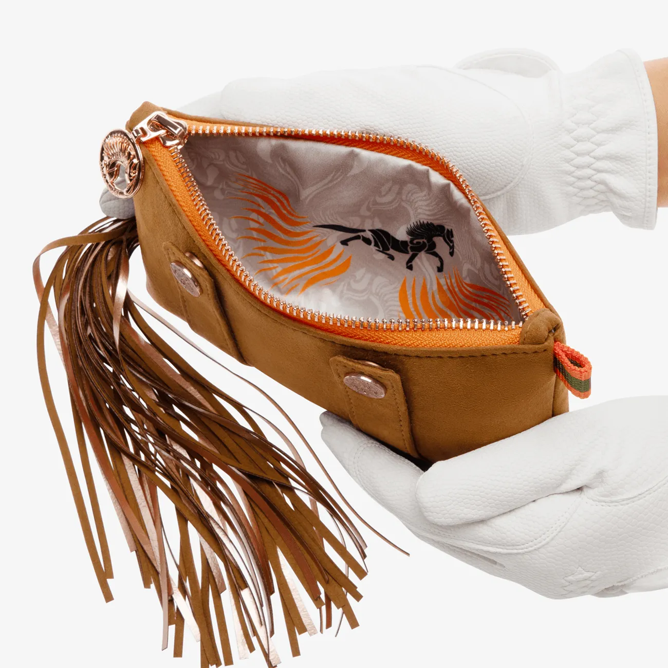 Ponytail Beltbag "Hunter Brown" with rosé golden print