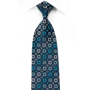 Renoma Men's Crystal Silk Tie Geometric On Navy Sparkling With Rhinestones