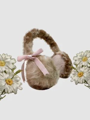 [Rose Island] Fairy Spirit Little Deer in flower field faux fur earmuffs ear warmer