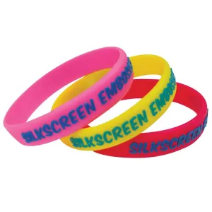Silkscreen, Embossed, Imprinted 1/2" Custom Silicone Wristbands SILSEC - CHILD (100/Pack)