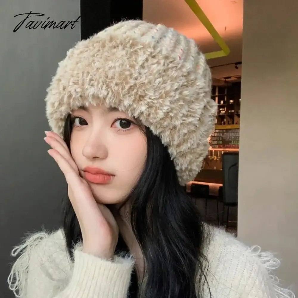 Tavimart Fluffy Faux Fur Bucket Hat Winter Padded Hat Ear Protection Basin Hat Japanese Warm Cold-proof Hat Thicken Fashion Earmuffs Hat