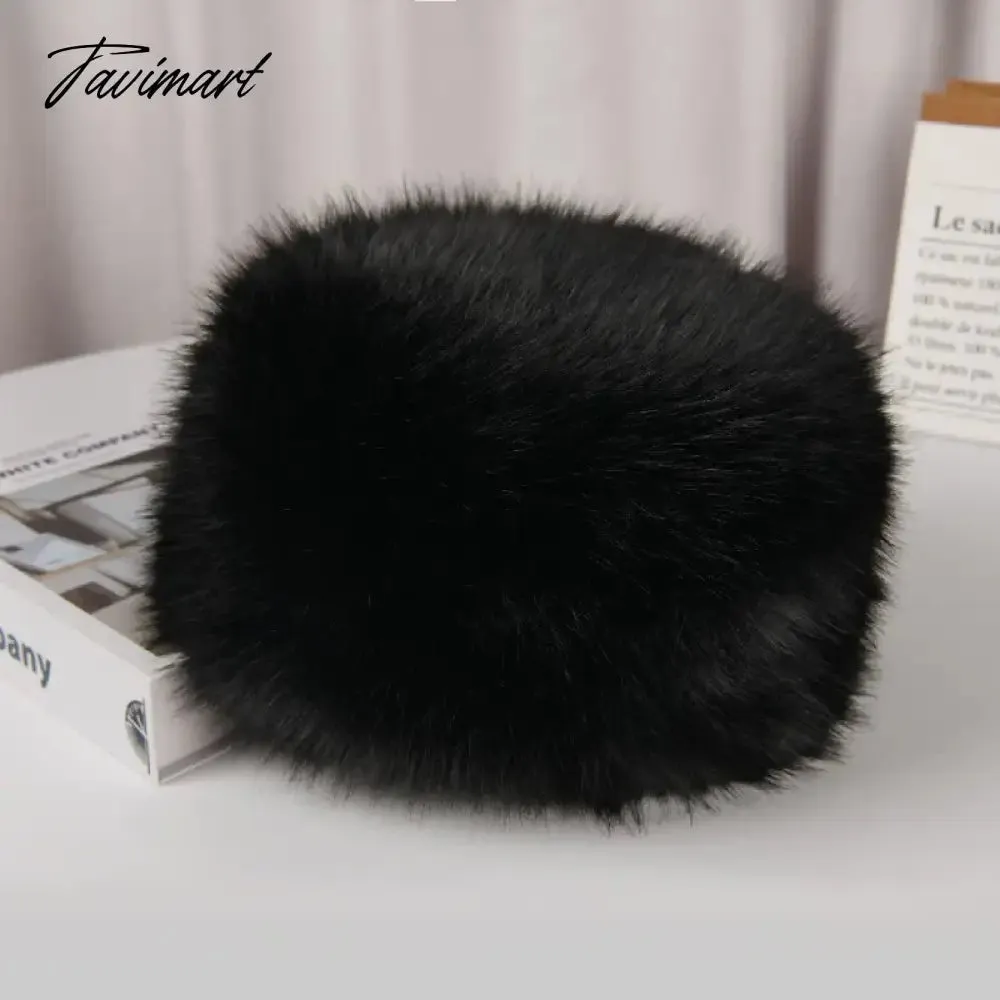Tavimart Fluffy Faux Fur Bucket Hat Winter Padded Hat Ear Protection Basin Hat Japanese Warm Cold-proof Hat Thicken Fashion Earmuffs Hat
