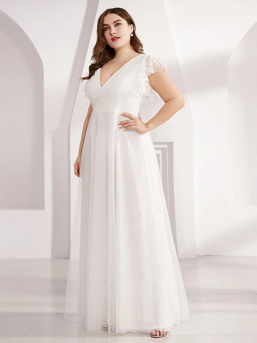 Tiana lace tulle wedding dress with flutter sleeves in Ivory Express NZ wide