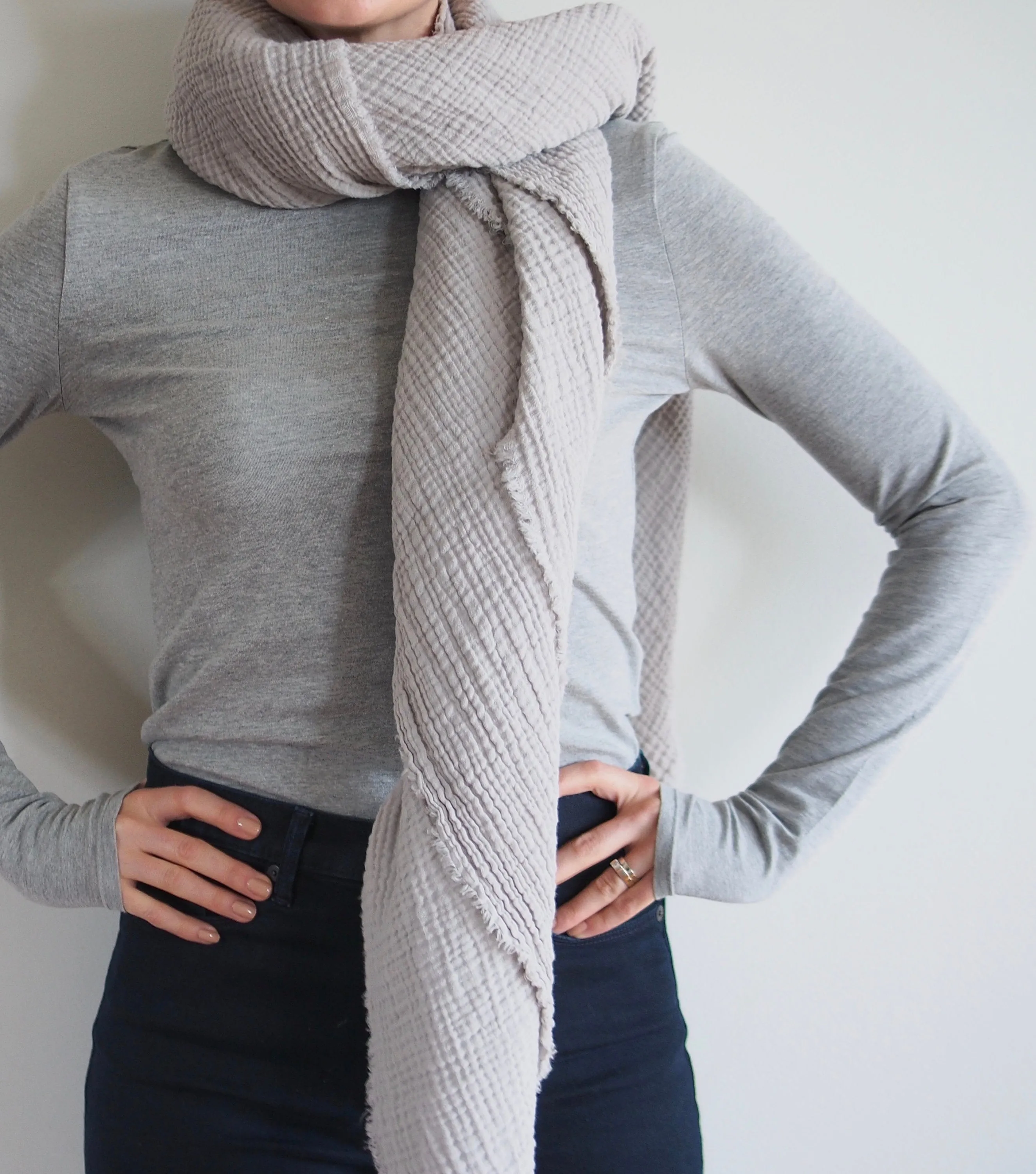 Warm Grey Gauze Blanket Scarf