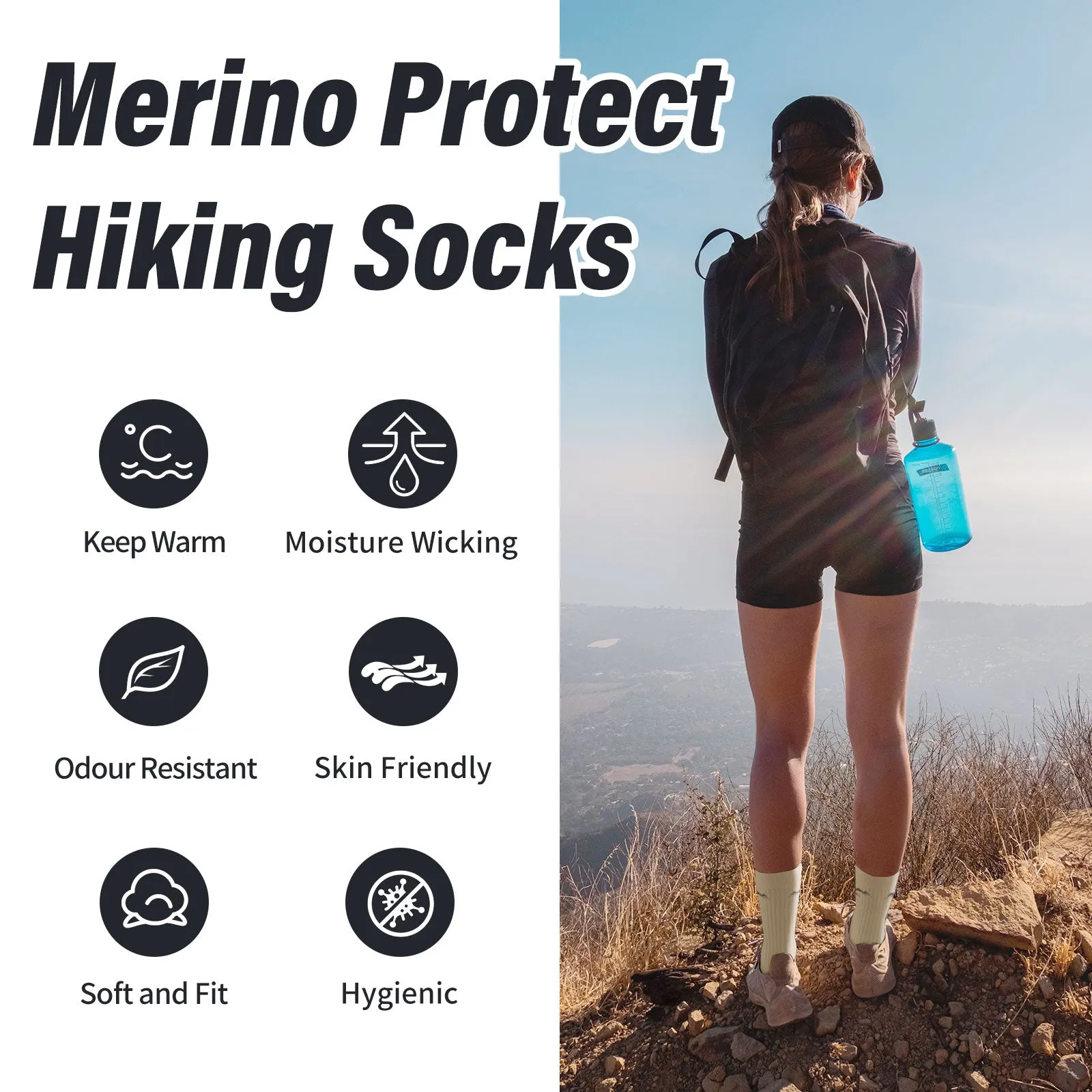 Women's Merino Hike Crew Socks Beige - 4 Pairs