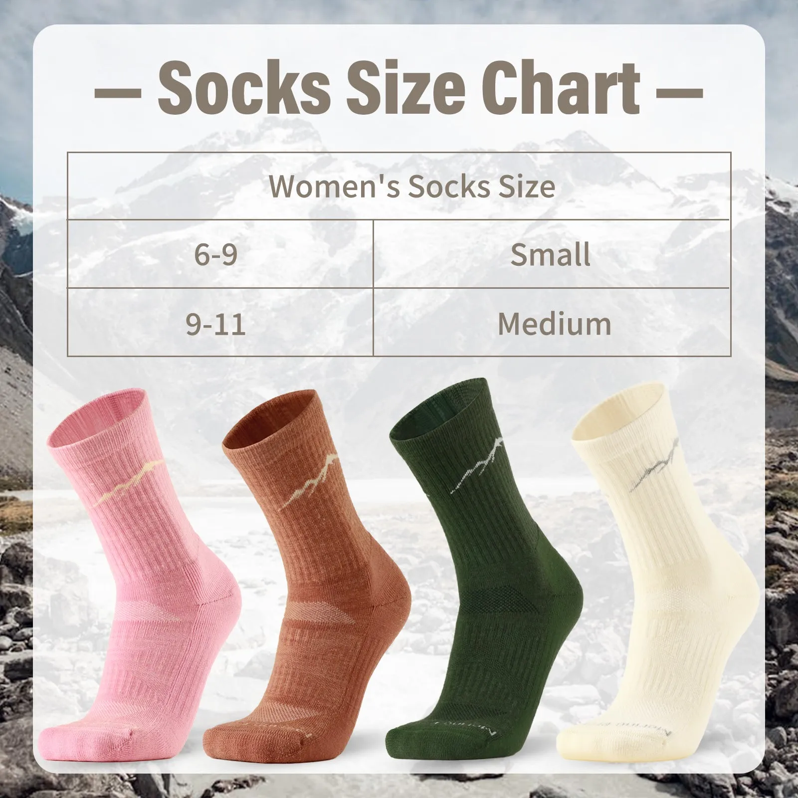 Women's Merino Hike Crew Socks Beige - 4 Pairs