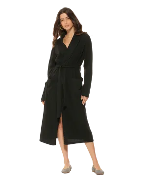 Women's Pure Cashmere Knit Robe, Black Color